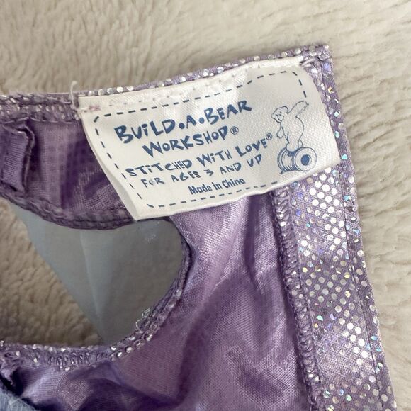 Build A Bear Workshop Purple Star Fairy Satin Glitter Ribbon Sparkle Dress - Picture 4 of 5